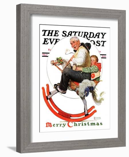 "Gramps on Rocking Horse" Saturday Evening Post Cover, December 16,1933-Norman Rockwell-Framed Giclee Print