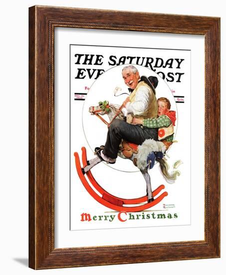 "Gramps on Rocking Horse" Saturday Evening Post Cover, December 16,1933-Norman Rockwell-Framed Giclee Print