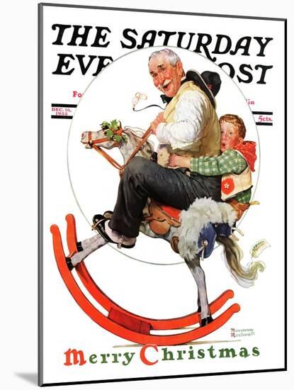 "Gramps on Rocking Horse" Saturday Evening Post Cover, December 16,1933-Norman Rockwell-Mounted Giclee Print