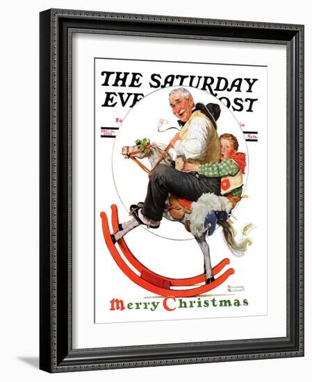 "Gramps on Rocking Horse" Saturday Evening Post Cover, December 16,1933-Norman Rockwell-Framed Giclee Print