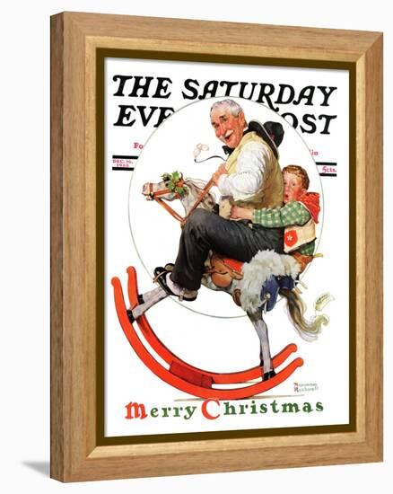 "Gramps on Rocking Horse" Saturday Evening Post Cover, December 16,1933-Norman Rockwell-Framed Premier Image Canvas