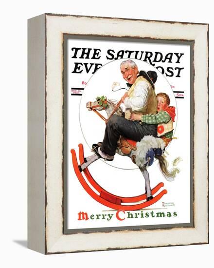 "Gramps on Rocking Horse" Saturday Evening Post Cover, December 16,1933-Norman Rockwell-Framed Premier Image Canvas