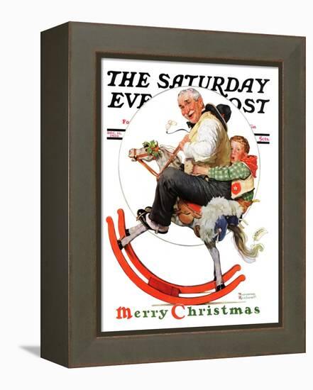 "Gramps on Rocking Horse" Saturday Evening Post Cover, December 16,1933-Norman Rockwell-Framed Premier Image Canvas