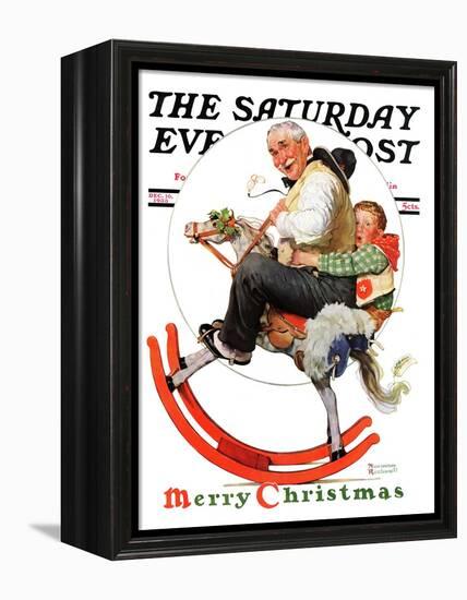 "Gramps on Rocking Horse" Saturday Evening Post Cover, December 16,1933-Norman Rockwell-Framed Premier Image Canvas