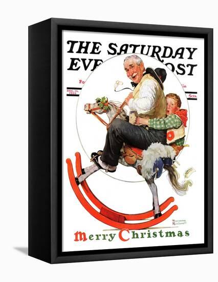 "Gramps on Rocking Horse" Saturday Evening Post Cover, December 16,1933-Norman Rockwell-Framed Premier Image Canvas