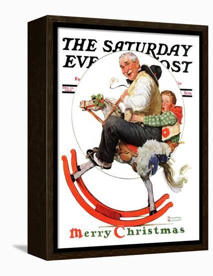 "Gramps on Rocking Horse" Saturday Evening Post Cover, December 16,1933-Norman Rockwell-Framed Premier Image Canvas