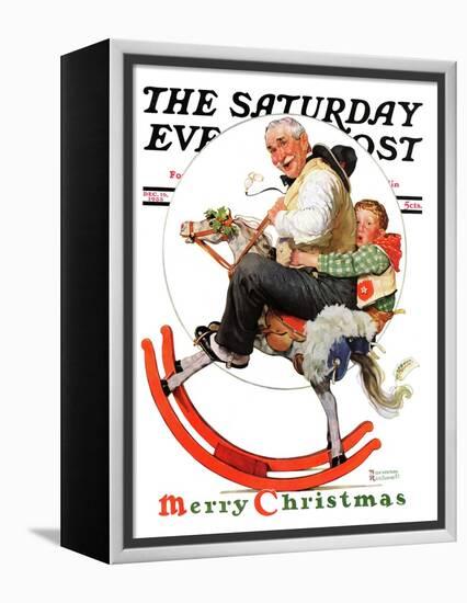 "Gramps on Rocking Horse" Saturday Evening Post Cover, December 16,1933-Norman Rockwell-Framed Premier Image Canvas