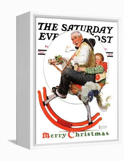 "Gramps on Rocking Horse" Saturday Evening Post Cover, December 16,1933-Norman Rockwell-Framed Premier Image Canvas