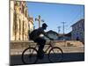 Granada, Man Riding Bike Past Iglesia De La Merced, Nicaragua-Jane Sweeney-Mounted Photographic Print