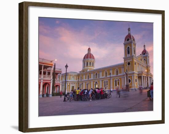 Granada, Park Colon, Park Central, Cathedral De Granada at Sunset, Nicaragua-Jane Sweeney-Framed Photographic Print