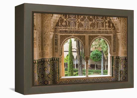 Granada, Spain, Alhambra, Close Up of Architecture in Nasrid Palace-Bill Bachmann-Framed Premier Image Canvas