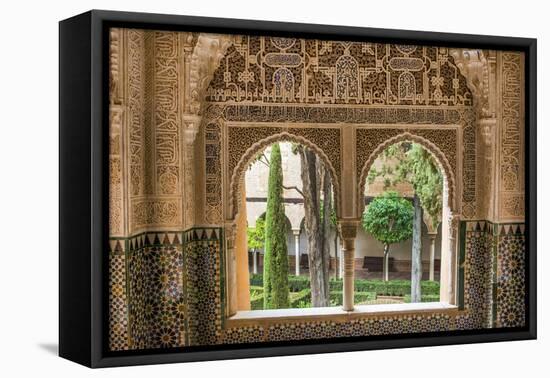 Granada, Spain, Alhambra, Close Up of Architecture in Nasrid Palace-Bill Bachmann-Framed Premier Image Canvas