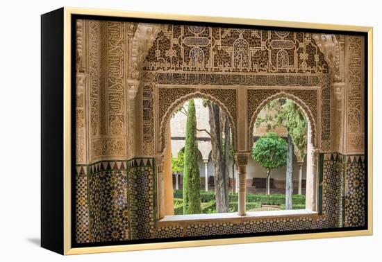 Granada, Spain, Alhambra, Close Up of Architecture in Nasrid Palace-Bill Bachmann-Framed Premier Image Canvas