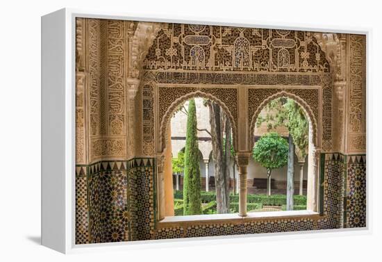 Granada, Spain, Alhambra, Close Up of Architecture in Nasrid Palace-Bill Bachmann-Framed Premier Image Canvas