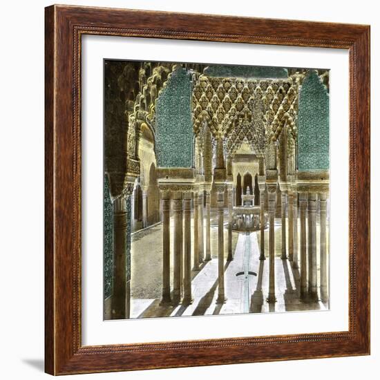 Granada (Spain), the Alhambra, the Court of the Lions Seen from the Hall of Escutcheons-Leon, Levy et Fils-Framed Photographic Print