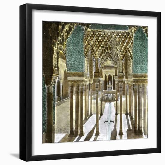 Granada (Spain), the Alhambra, the Court of the Lions Seen from the Hall of Escutcheons-Leon, Levy et Fils-Framed Photographic Print