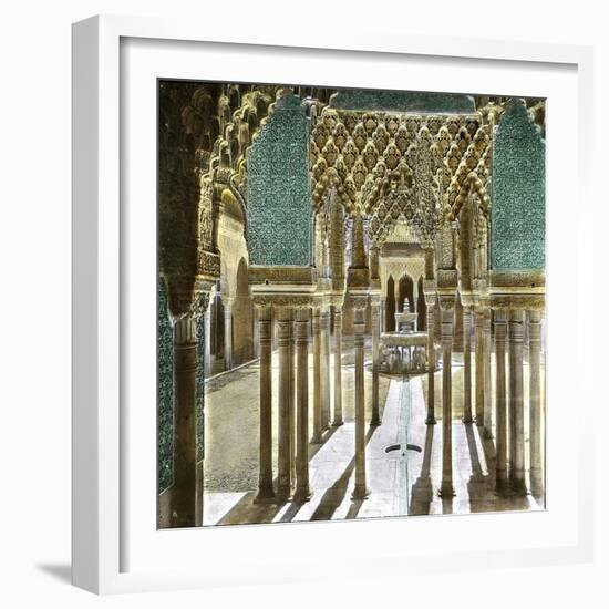 Granada (Spain), the Alhambra, the Court of the Lions Seen from the Hall of Escutcheons-Leon, Levy et Fils-Framed Photographic Print