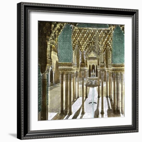 Granada (Spain), the Alhambra, the Court of the Lions Seen from the Hall of Escutcheons-Leon, Levy et Fils-Framed Photographic Print