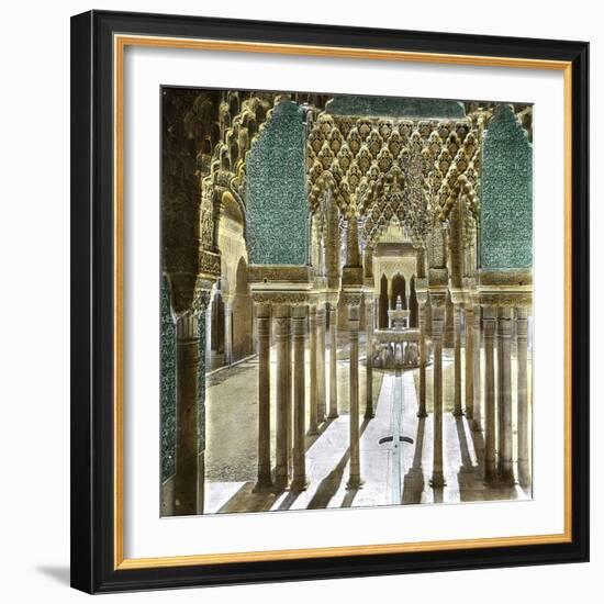 Granada (Spain), the Alhambra, the Court of the Lions Seen from the Hall of Escutcheons-Leon, Levy et Fils-Framed Photographic Print