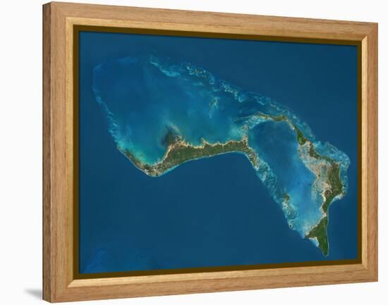 Grand Bahama and Abaco Islands, Bahamas, Satellite Image-null-Framed Premier Image Canvas