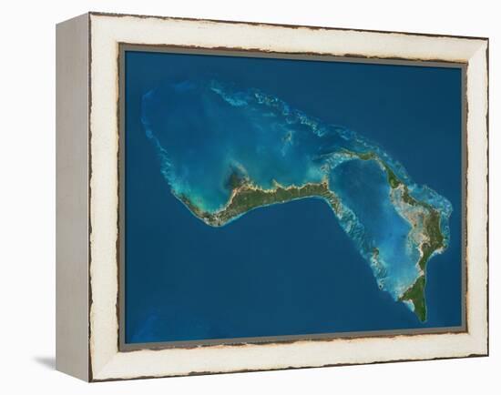 Grand Bahama and Abaco Islands, Bahamas, Satellite Image-null-Framed Premier Image Canvas