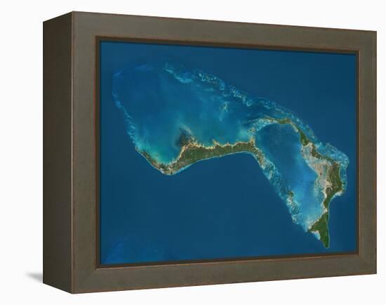 Grand Bahama and Abaco Islands, Bahamas, Satellite Image-null-Framed Premier Image Canvas