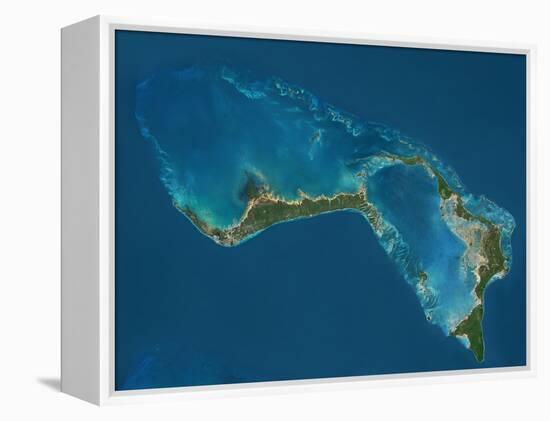 Grand Bahama and Abaco Islands, Bahamas, Satellite Image-null-Framed Premier Image Canvas
