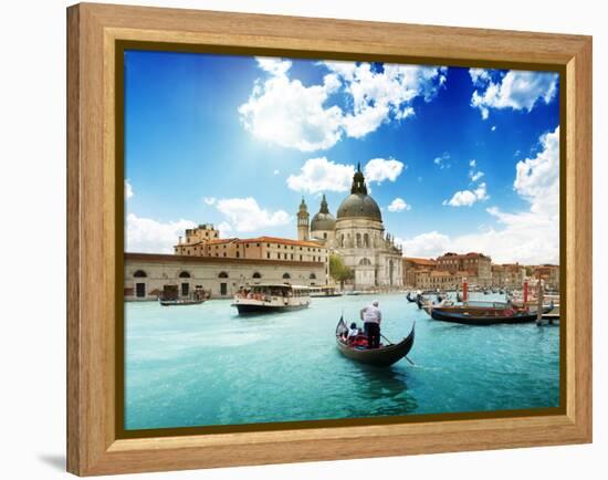 Grand Canal and Basilica Santa Maria Della Salute, Venice, Italy and Sunny Day-Iakov Kalinin-Framed Premier Image Canvas