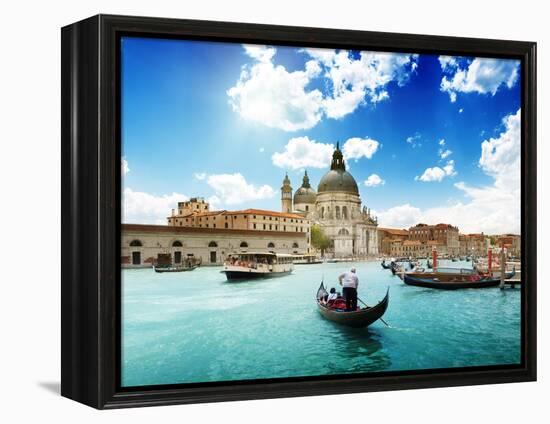 Grand Canal and Basilica Santa Maria Della Salute, Venice, Italy and Sunny Day-Iakov Kalinin-Framed Premier Image Canvas