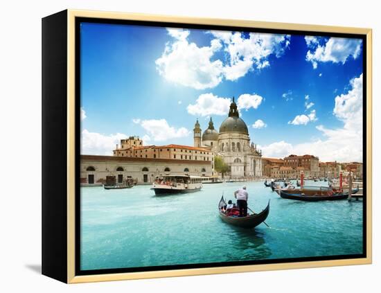 Grand Canal and Basilica Santa Maria Della Salute, Venice, Italy and Sunny Day-Iakov Kalinin-Framed Premier Image Canvas