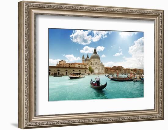 Grand Canal And Basilica Santa Maria Della Salute, Venice, Italy And Sunny Day-Iakov Kalinin-Framed Photographic Print