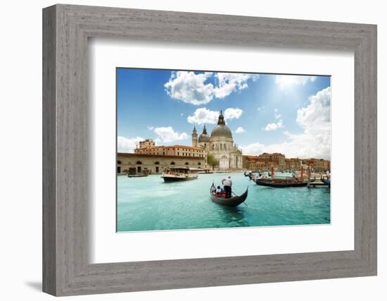 Grand Canal And Basilica Santa Maria Della Salute, Venice, Italy And Sunny Day-Iakov Kalinin-Framed Photographic Print