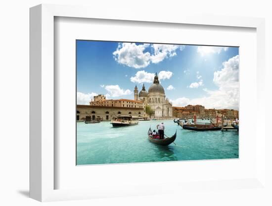 Grand Canal And Basilica Santa Maria Della Salute, Venice, Italy And Sunny Day-Iakov Kalinin-Framed Photographic Print