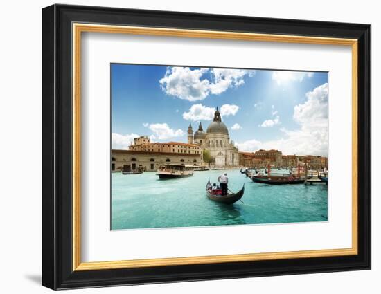 Grand Canal And Basilica Santa Maria Della Salute, Venice, Italy And Sunny Day-Iakov Kalinin-Framed Photographic Print