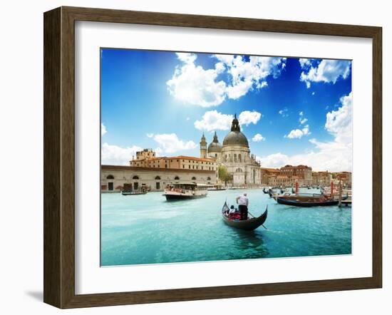 Grand Canal and Basilica Santa Maria Della Salute, Venice, Italy and Sunny Day-Iakov Kalinin-Framed Photographic Print