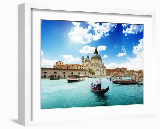 Grand Canal and Basilica Santa Maria Della Salute, Venice, Italy and Sunny Day-Iakov Kalinin-Framed Photographic Print