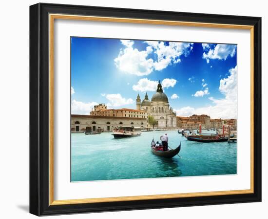 Grand Canal and Basilica Santa Maria Della Salute, Venice, Italy and Sunny Day-Iakov Kalinin-Framed Photographic Print