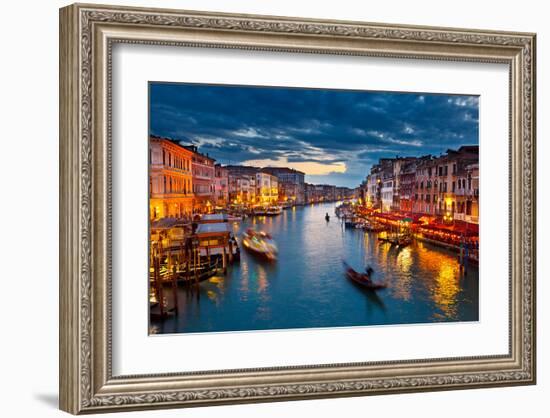 Grand Canal At Night, Venice-null-Framed Art Print