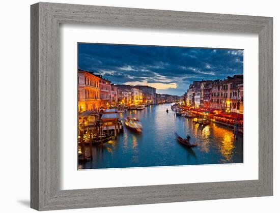 Grand Canal At Night, Venice-null-Framed Art Print