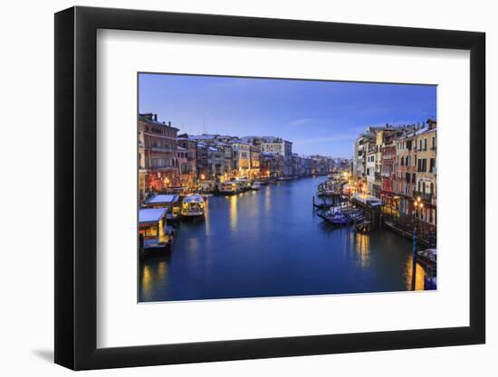 Grand Canal from Rialto Bridge after overnight snow, dawn blue hour, Venice, UNESCO World Heritage-Eleanor Scriven-Framed Photographic Print