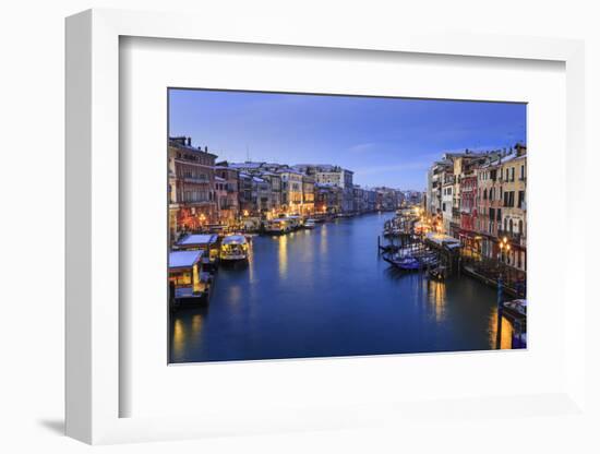 Grand Canal from Rialto Bridge after overnight snow, dawn blue hour, Venice, UNESCO World Heritage-Eleanor Scriven-Framed Photographic Print