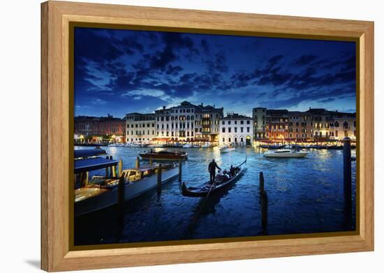 Grand Canal in Sunset Time, Venice, Italy-Iakov Kalinin-Framed Premier Image Canvas
