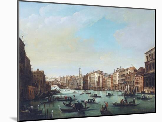 Grand Canal of Venice and Rialto Bridge-Giuseppe Bernardino Bison-Mounted Giclee Print