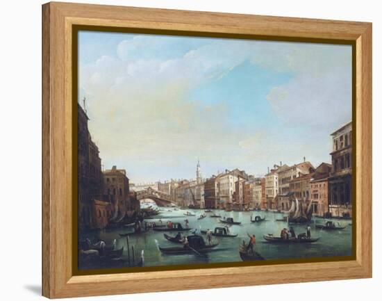 Grand Canal of Venice and Rialto Bridge-Giuseppe Bernardino Bison-Framed Premier Image Canvas