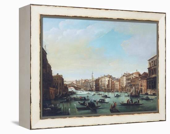 Grand Canal of Venice and Rialto Bridge-Giuseppe Bernardino Bison-Framed Premier Image Canvas