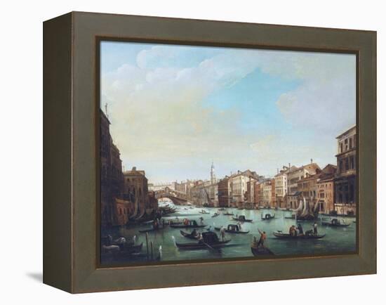 Grand Canal of Venice and Rialto Bridge-Giuseppe Bernardino Bison-Framed Premier Image Canvas