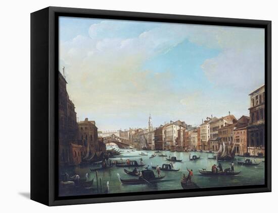 Grand Canal of Venice and Rialto Bridge-Giuseppe Bernardino Bison-Framed Premier Image Canvas