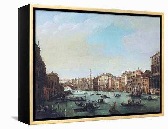 Grand Canal of Venice and Rialto Bridge-Giuseppe Bernardino Bison-Framed Premier Image Canvas