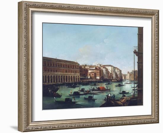 Grand Canal of Venice at the Rialto, with Gondolas-Giuseppe Bernardino Bison-Framed Giclee Print