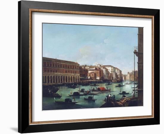 Grand Canal of Venice at the Rialto, with Gondolas-Giuseppe Bernardino Bison-Framed Giclee Print